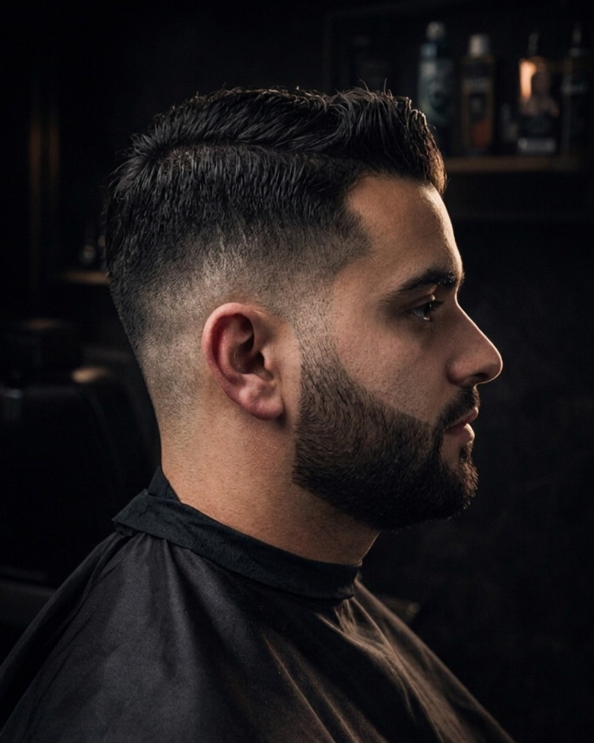 Premium skin fade och skäggtrimning hos Adams Frisör i Örnsköldsvik